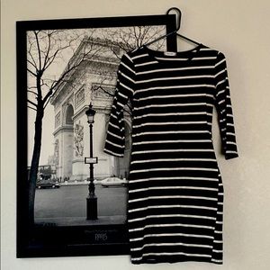 Black and white striped dress